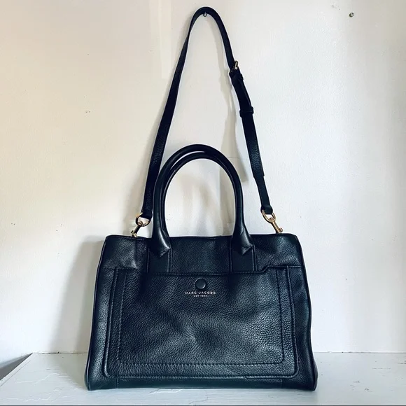 Marc Jacobs Black Leather Empire City Leather Structured Top Handle Tote Bag - Picture 3 of 16